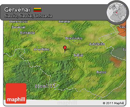 Satellite 3D Map of Gervėnai