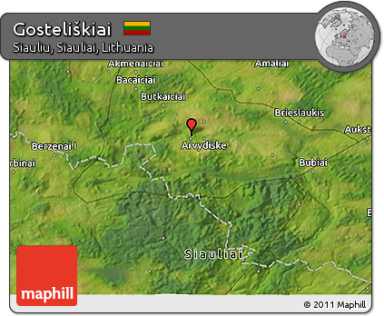 Satellite 3D Map of Gosteliškiai