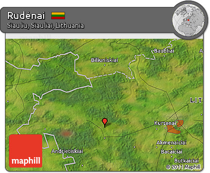 Satellite 3D Map of Rudėnai