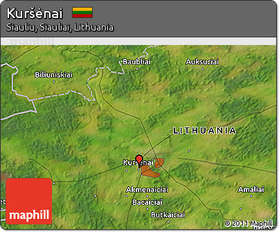 Satellite 3D Map of Kuršėnai