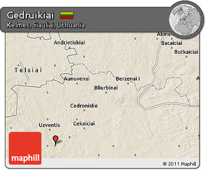 Shaded Relief 3D Map of Gedruikiai