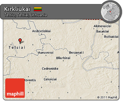 Shaded Relief 3D Map of Kirkliukai