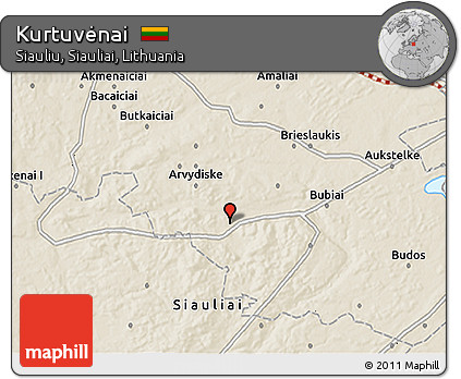Shaded Relief 3D Map of Kurtuvėnai