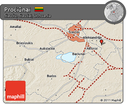 Shaded Relief 3D Map of Pročiūnai
