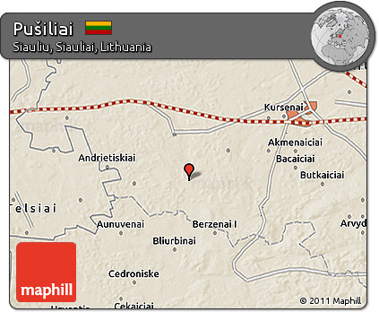 Shaded Relief 3D Map of Pušiliai