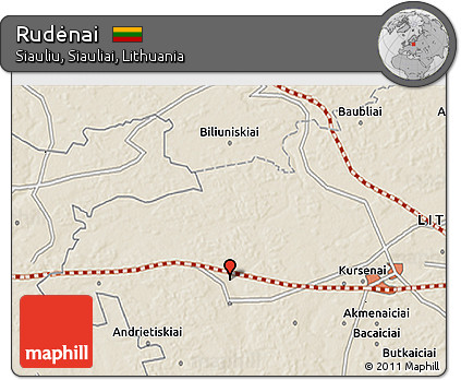Shaded Relief 3D Map of Rudėnai