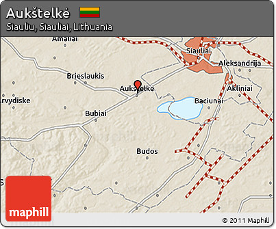 Shaded Relief 3D Map of Aukštelkė