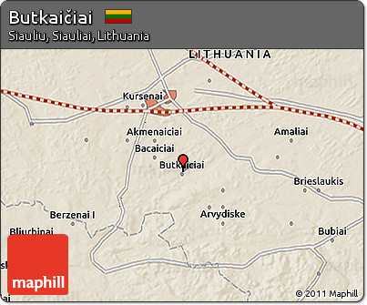 Shaded Relief 3D Map of Butkaičiai
