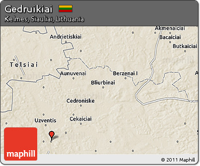 Shaded Relief 3D Map of Gedruikiai