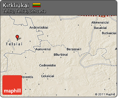 Shaded Relief 3D Map of Kirkliukai