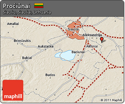 Shaded Relief 3D Map of Pročiūnai