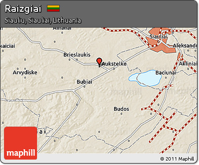 Shaded Relief 3D Map of Raizgiai