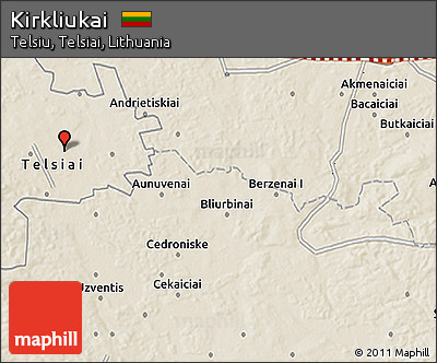 Shaded Relief 3D Map of Kirkliukai