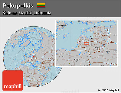 Gray Location Map of Pakupelkis, hill shading