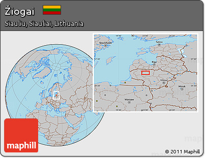 Gray Location Map of Žiogai