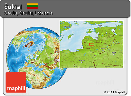 Physical Location Map of Šukiai