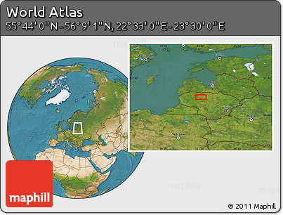 Satellite Location Map of the Area around 55° 56' 31" N, 23° 1' 29" E