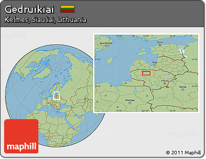 Savanna Style Location Map of Gedruikiai