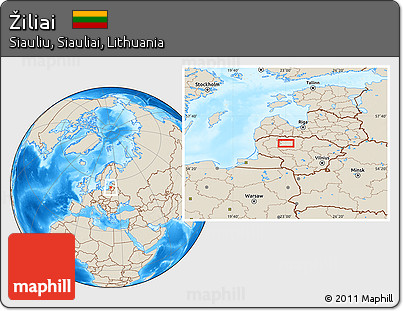 Shaded Relief Location Map of Žiliai