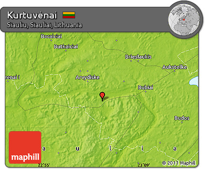 Physical Map of Kurtuvėnai