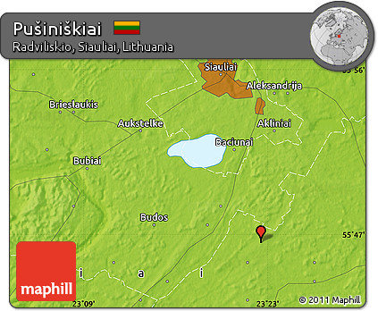 Physical Map of Pušiniškiai