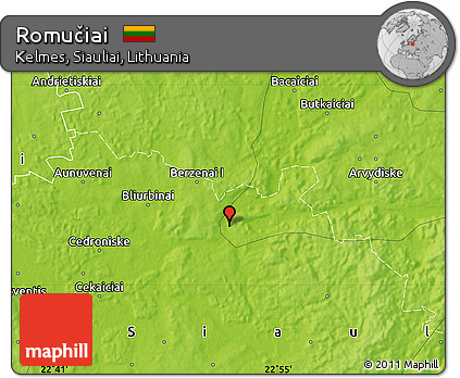 Physical Map of Romučiai
