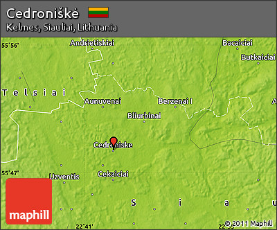 Physical Map of Cedroniškė