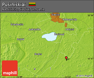 Physical Map of Pušiniškiai