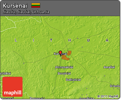 Physical Map of Kuršėnai