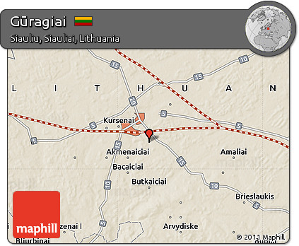 Shaded Relief Map of Gūragiai