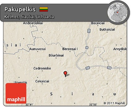Shaded Relief Map of Pakupelkis
