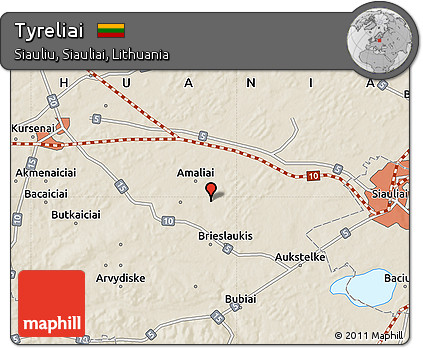 Shaded Relief Map of Tyreliai