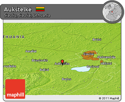 Physical Panoramic Map of Aukštelkė