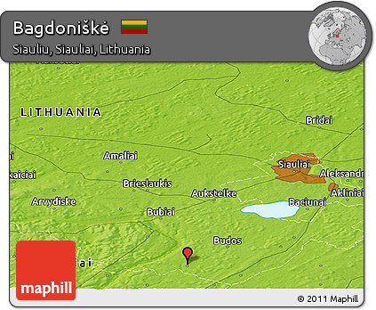 Physical Panoramic Map of Bagdoniškė