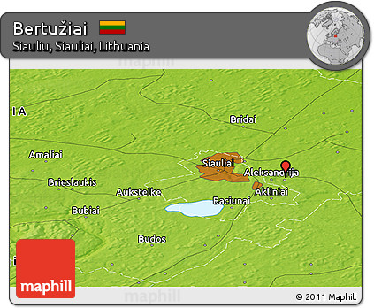 Physical Panoramic Map of Bertužiai