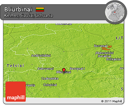 Physical Panoramic Map of Bliurbinai