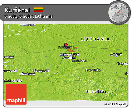 Physical Panoramic Map of Kuršėnai