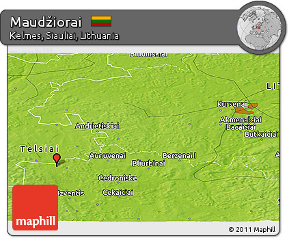 Physical Panoramic Map of Maudžiorai
