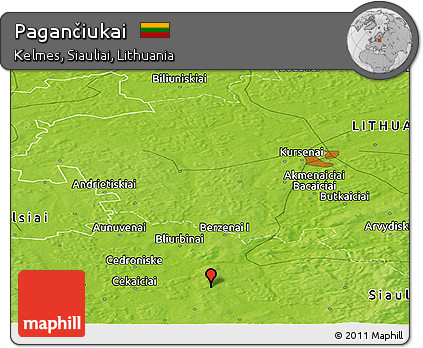Physical Panoramic Map of Pagančiukai