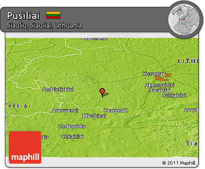 Physical Panoramic Map of Pušiliai