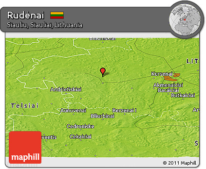 Physical Panoramic Map of Rudėnai