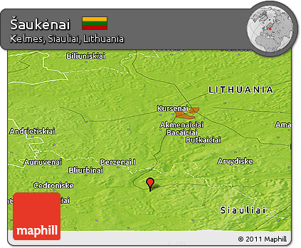 Physical Panoramic Map of Šaukėnai