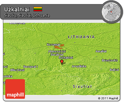 Physical Panoramic Map of Užkalniai