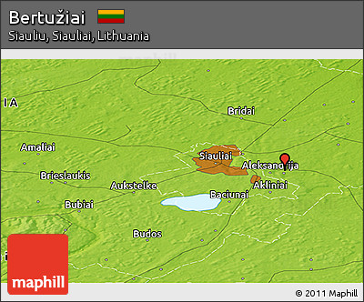 Physical Panoramic Map of Bertužiai