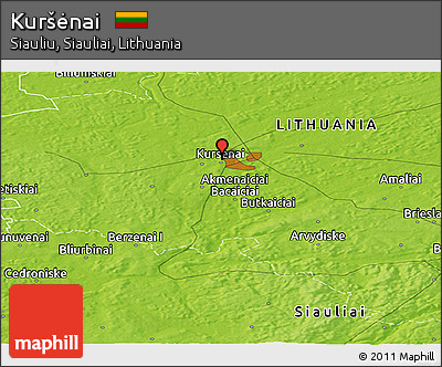 Physical Panoramic Map of Kuršėnai