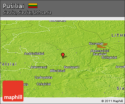 Physical Panoramic Map of Pušiliai