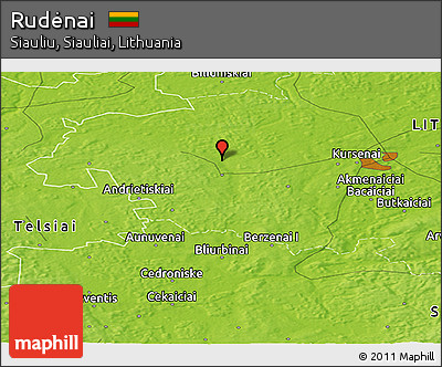 Physical Panoramic Map of Rudėnai