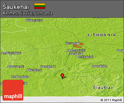 Physical Panoramic Map of Šaukėnai