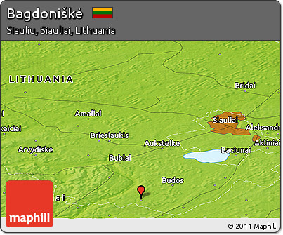 Physical Panoramic Map of Bagdoniškė