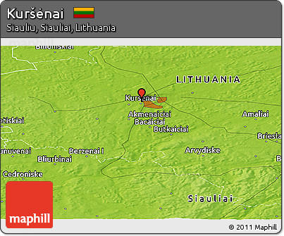 Physical Panoramic Map of Kuršėnai